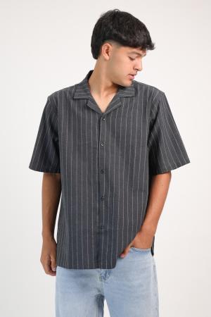 CAMISA LINO MANGA CORTA RAYADA