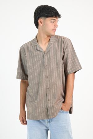 CAMISA LINO MANGA CORTA RAYADA